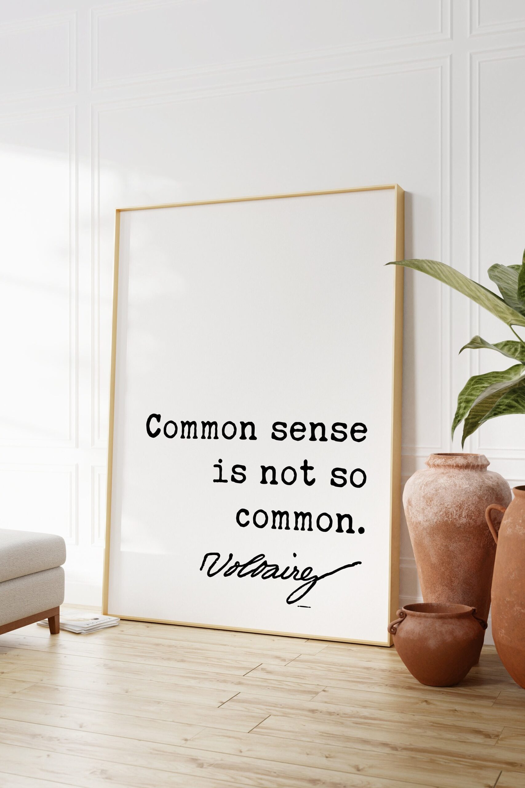 Voltaire Quote - Common sense is not so common. Art Print - Wisdom