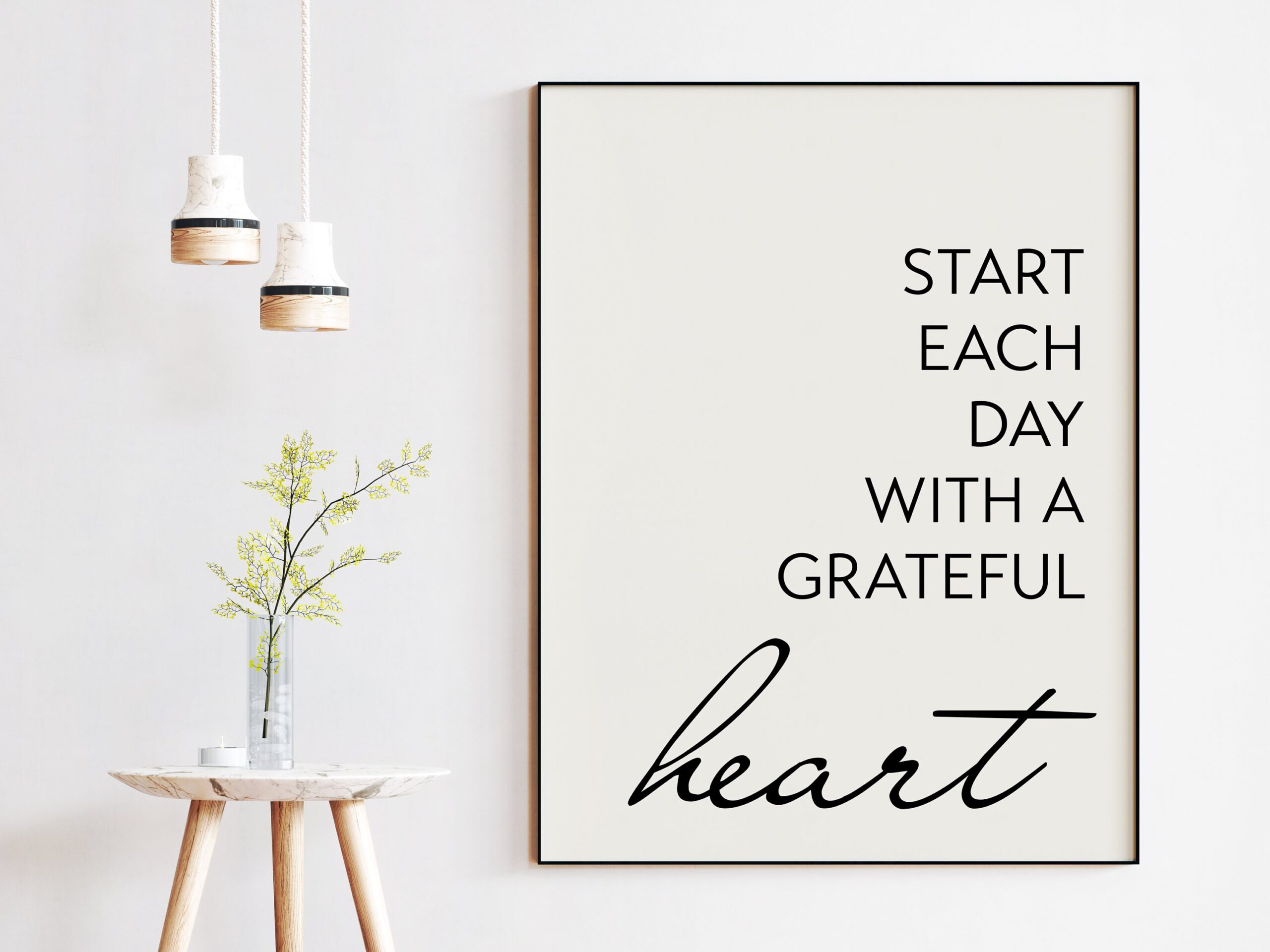 Start Each Day With A Grateful Heart Typography Art Print - Inspirational - Affirmation - Image 3