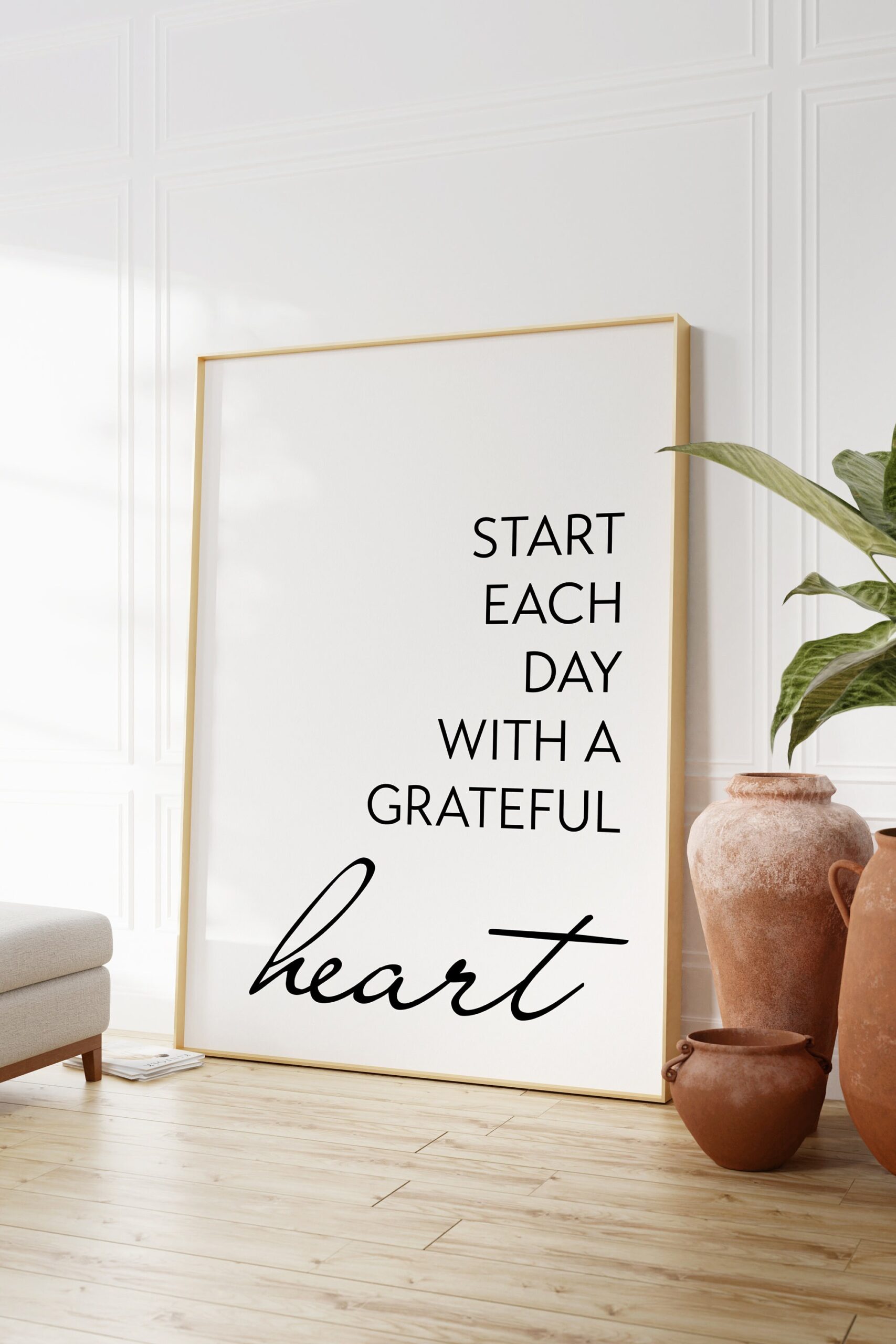 Start Each Day With A Grateful Heart Typography Art Print - Inspirational - Affirmation - Image 2