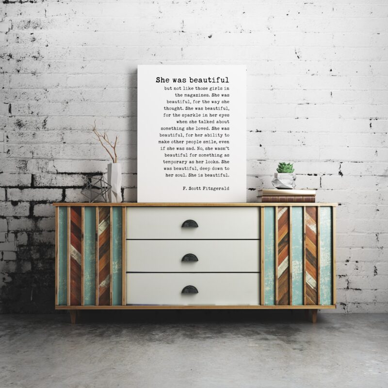 F. Scott Fitzgerald Quote - She was beautiful but not like those girls in the magazines - Inspirational Print Gift - Minimalist Wall Decor - Image 2