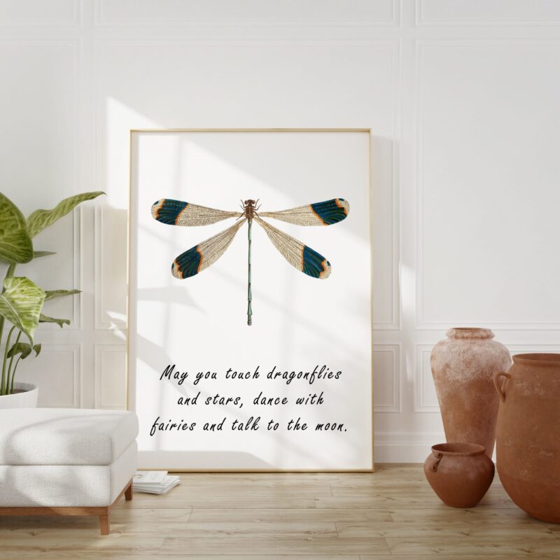 Dragonfly Quote - May you touch dragonflies and stars dance with fairies and talk to the moon - Art Print - Inspirational - Nursery Art - Image 3