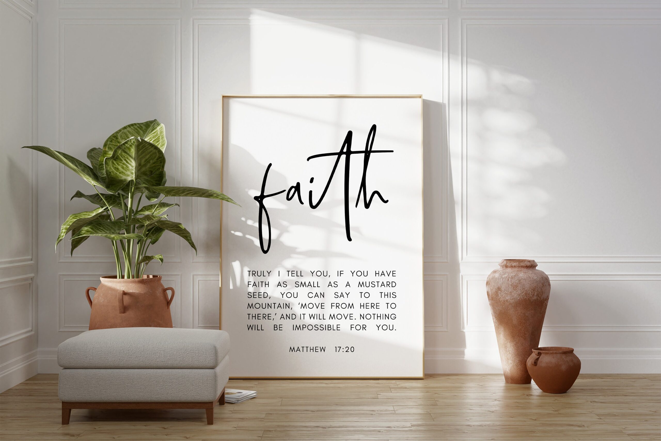 Matthew 17:20 Faith as Small as a Mustard Seed Art Print - Religious Scripture - Bible Verse Art - Christian - Modern Wall Art - Image 3
