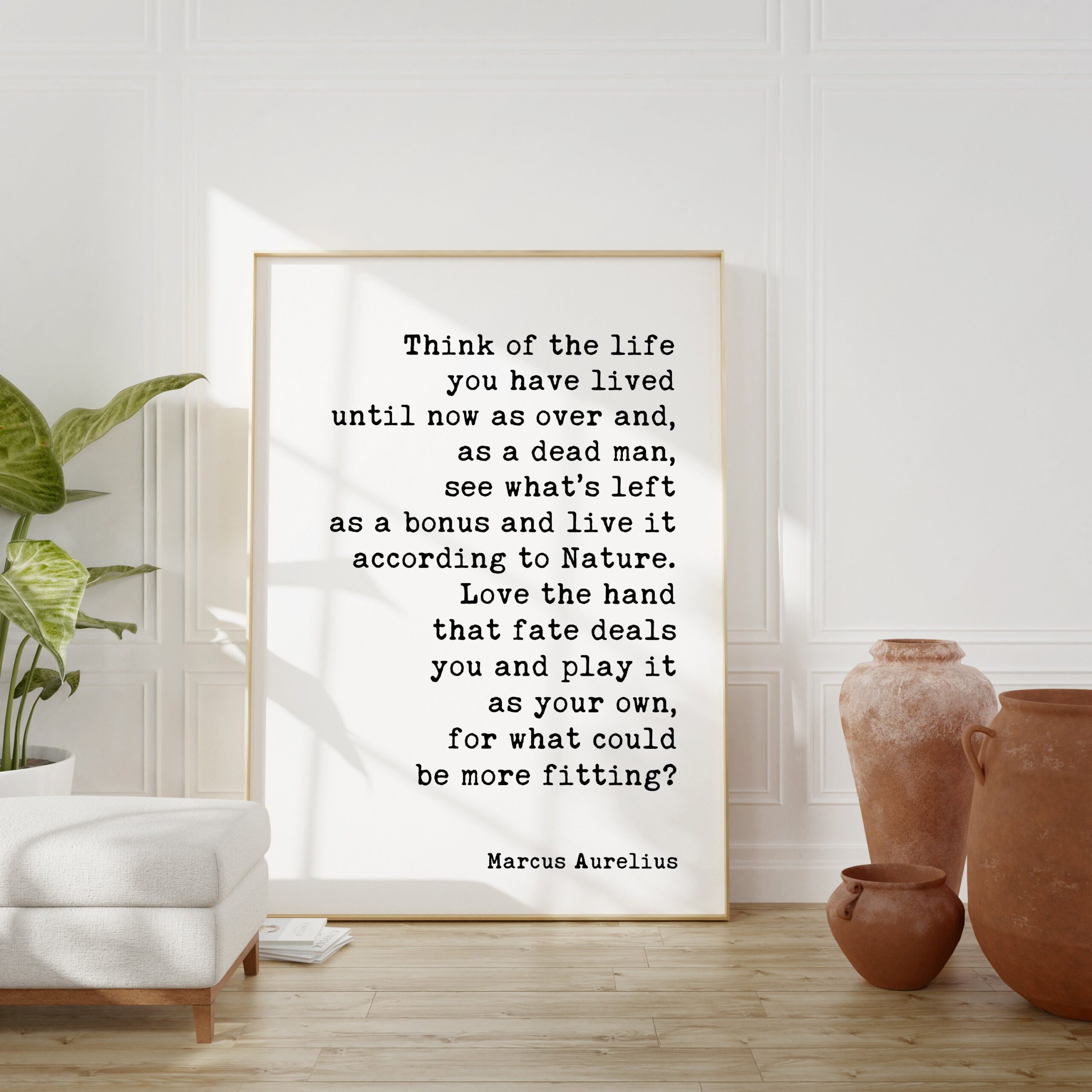 The happiness of your life depends upon the quality of your thoughts. Marcus Aurelius, Meditations Typography Print Art - Happiness Quotes
