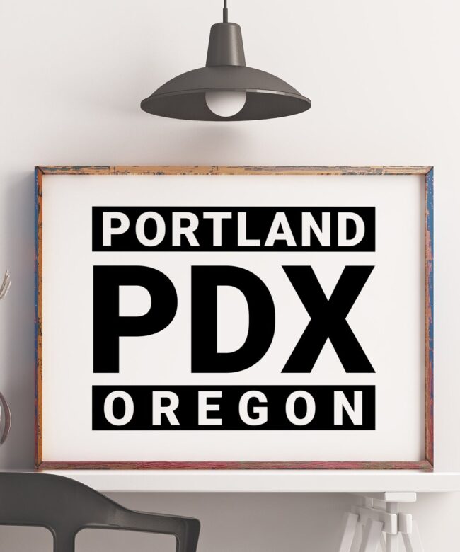 Portland, Oregon PDX Oregon Art Print - Office - Home Decor - Restaurant - Apartment - Condo - Dorm - Typography