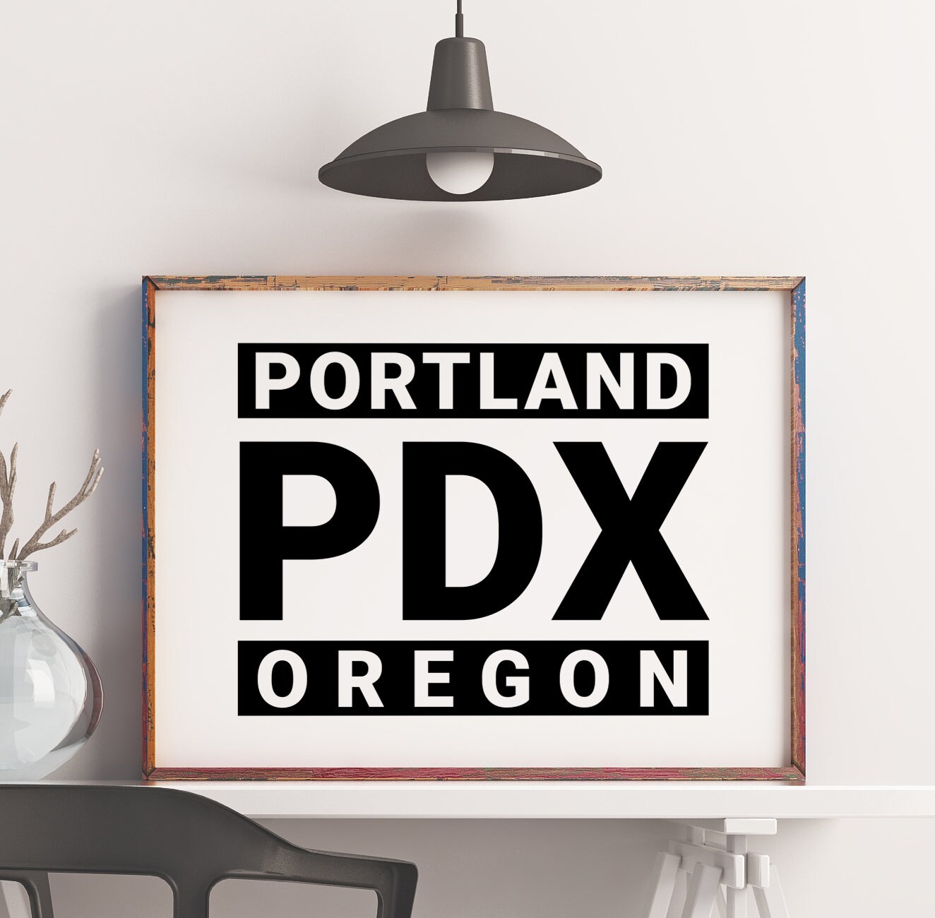Portland, Oregon PDX Oregon Art Print - Office - Home Decor - Restaurant - Apartment - Condo - Dorm - Typography