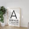 Asheville North Carolina with GPS Coordinates Typography Minimalist Art Print Asheville North Carolina with GPS Coordinates Typography Minimalist Art Print
