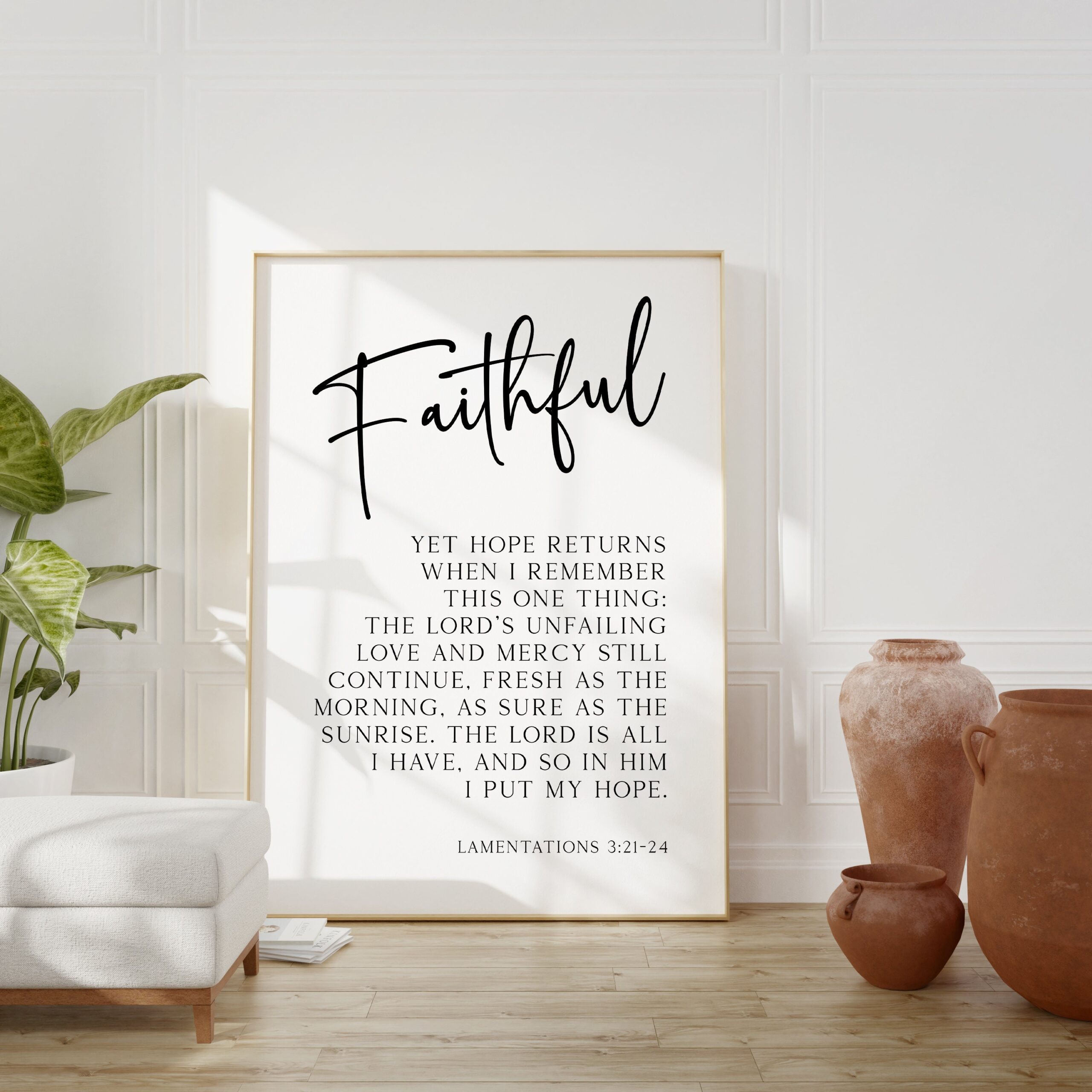 Lamentations 3:21-24 - Yet hope returns when I remember this one thing. Typography Art Print - Faithful - Christian - Bible Verse - Image 3