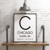 Chicago Illinois with GPS Coordinates Minimalist Art Print - Office - Home Decor - Restaurant - Apartment - Condo - Typography Chicago Illinois with GPS Coordinates Minimalist Art Print - Office - Home Decor - Restaurant - Apartment - Condo - Typography