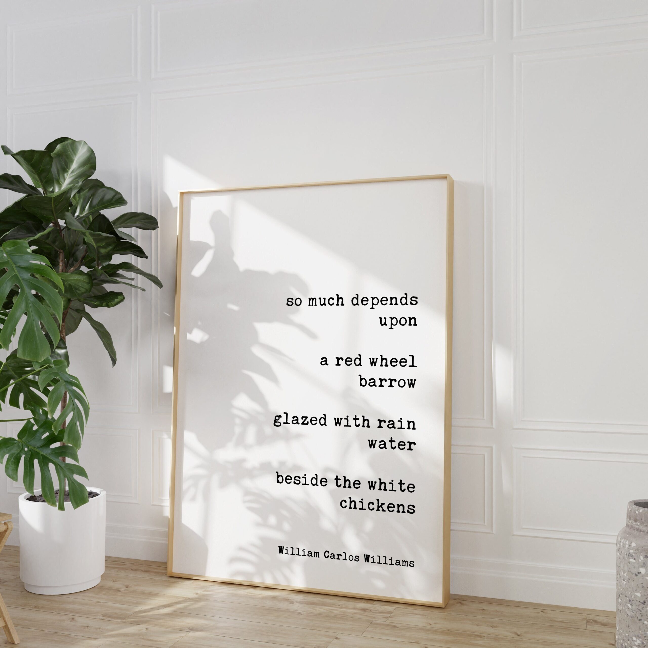 The Red Wheelbarrow by William Carlos Williams Typography Art Print - So much Depends Upon