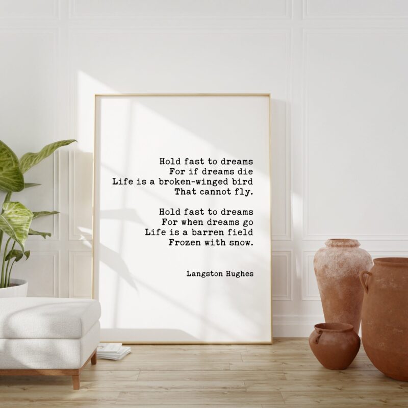 Langston Hughes Poem - Dreams - Hold Fast to Dreams Typography Art Print - Image 3