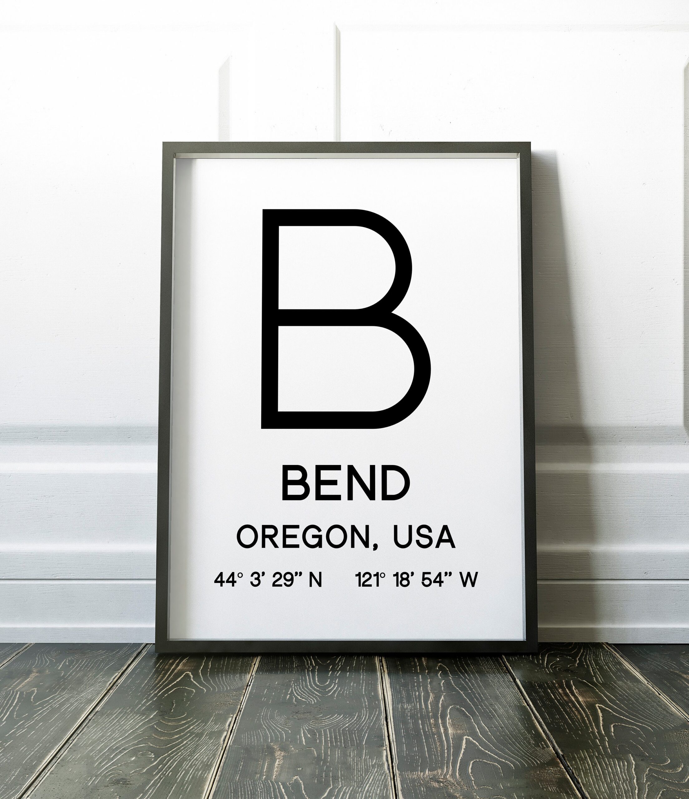 Bend Oregon GPS Coordinates Typography Print - Bend Oregon Wall Art -Dorm Room - Restaurant - Den - Office - Explore - Image 3