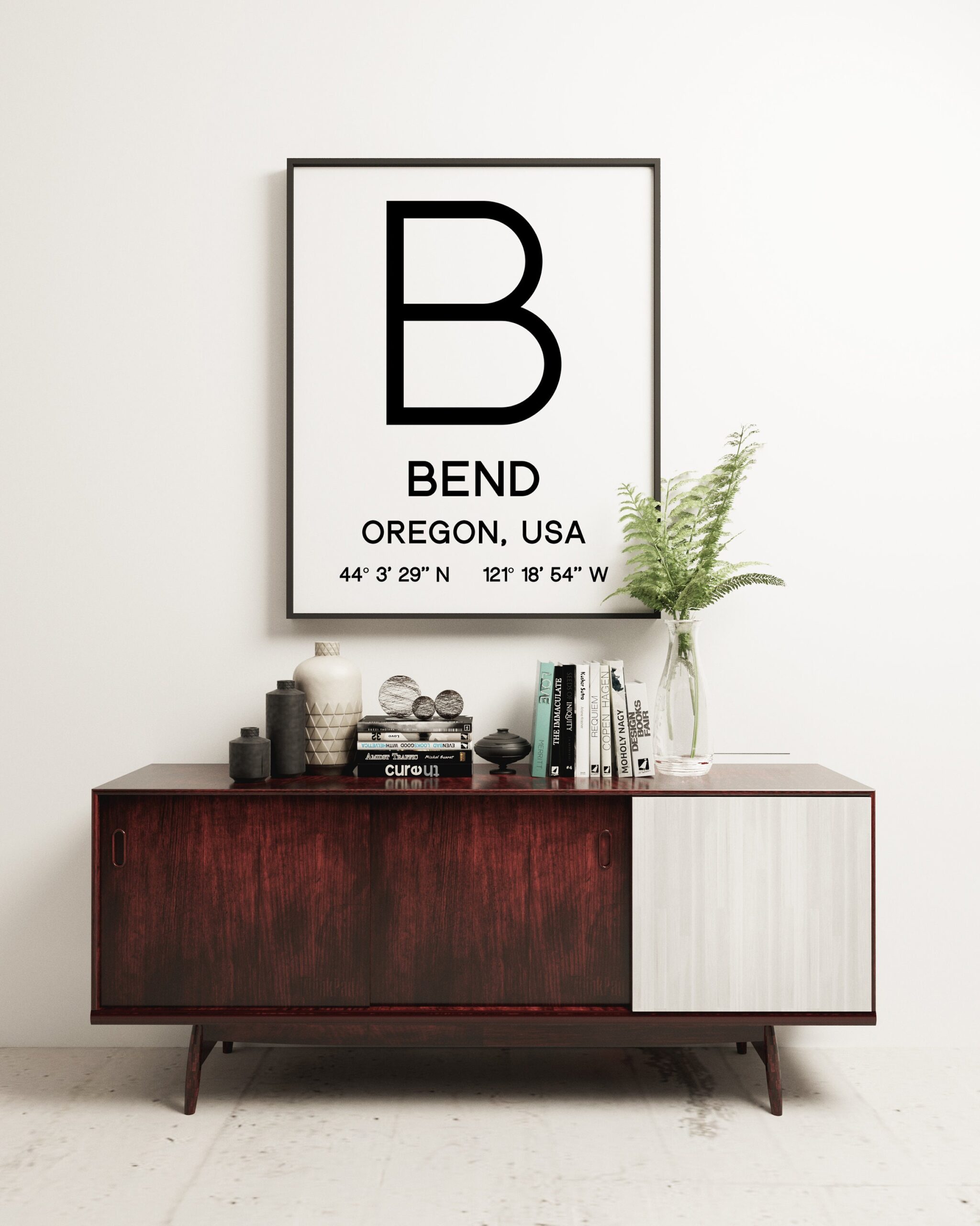 Bend Oregon GPS Coordinates Typography Print - Bend Oregon Wall Art -Dorm Room - Restaurant - Den - Office - Explore - Image 2
