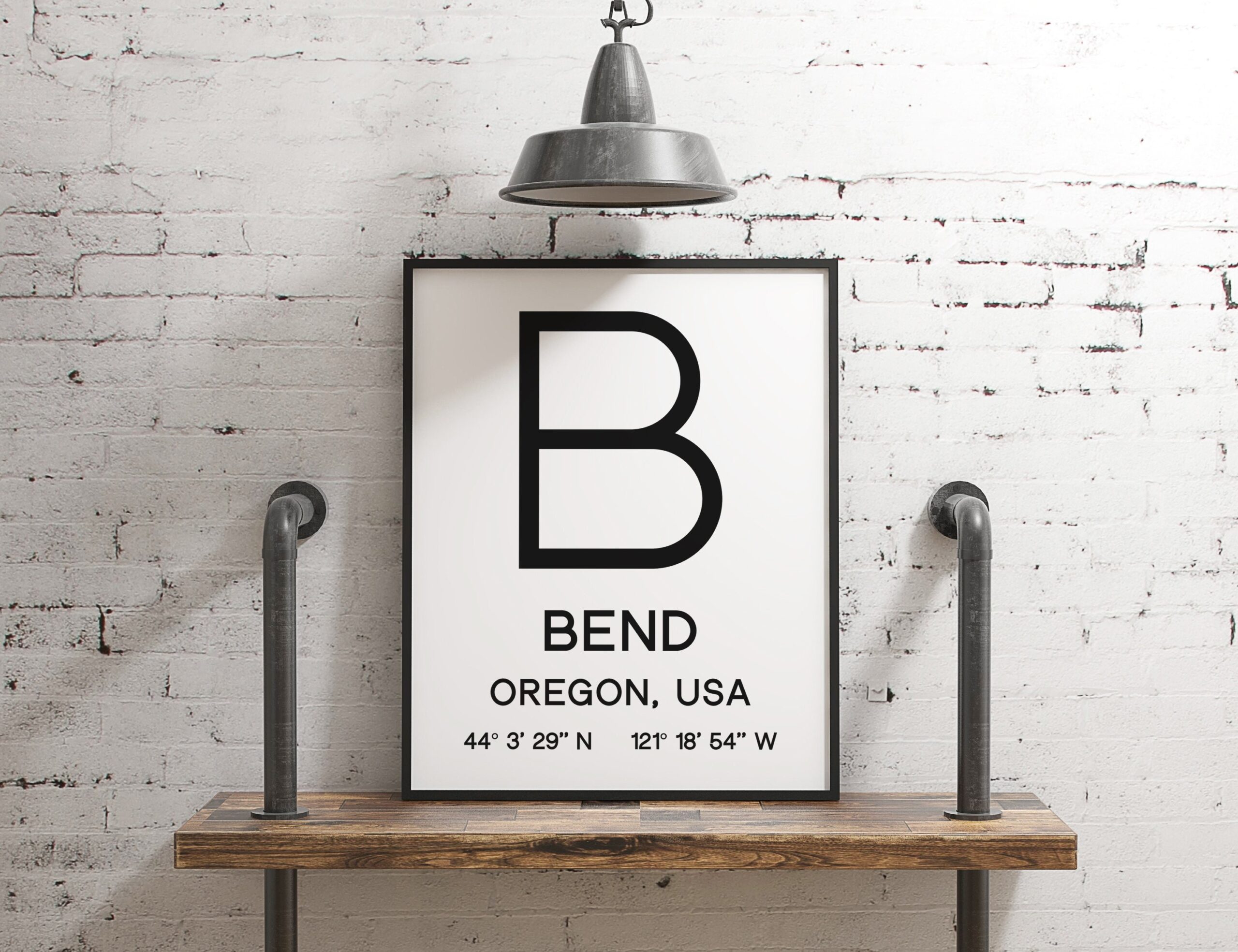 Bend Oregon GPS Coordinates Typography Print - Bend Oregon Wall Art -Dorm Room - Restaurant - Den - Office - Explore
