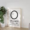 Orlando Florida with GPS Coordinates Typography Minimalist Art Print - Travel Home Decor