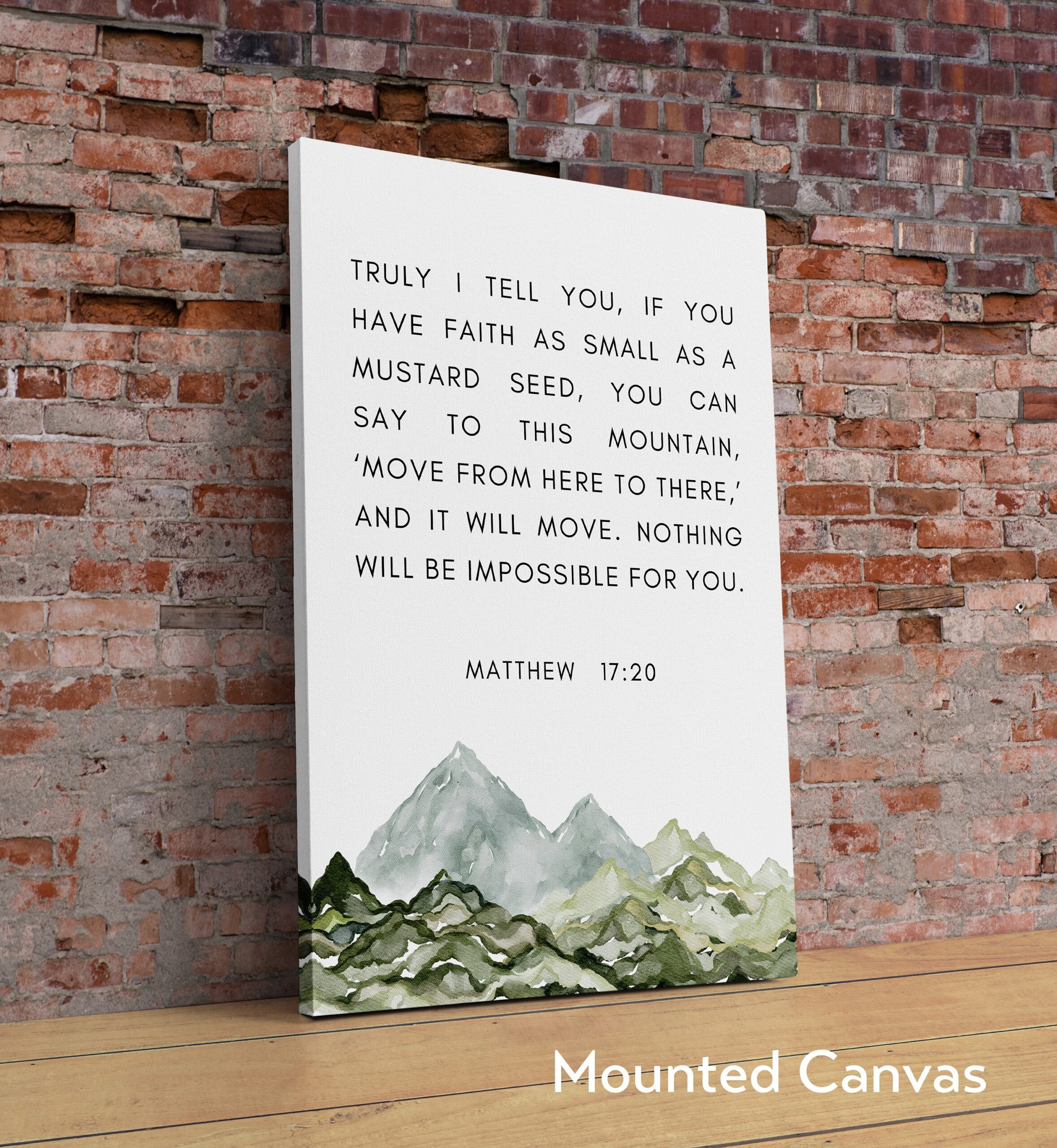 Matthew 17:20 Faith as Small as a Mustard Seed Art Print - Watercolor Mountains - Religious Scripture - Bible Verse - Christian - Inspire - Image 2