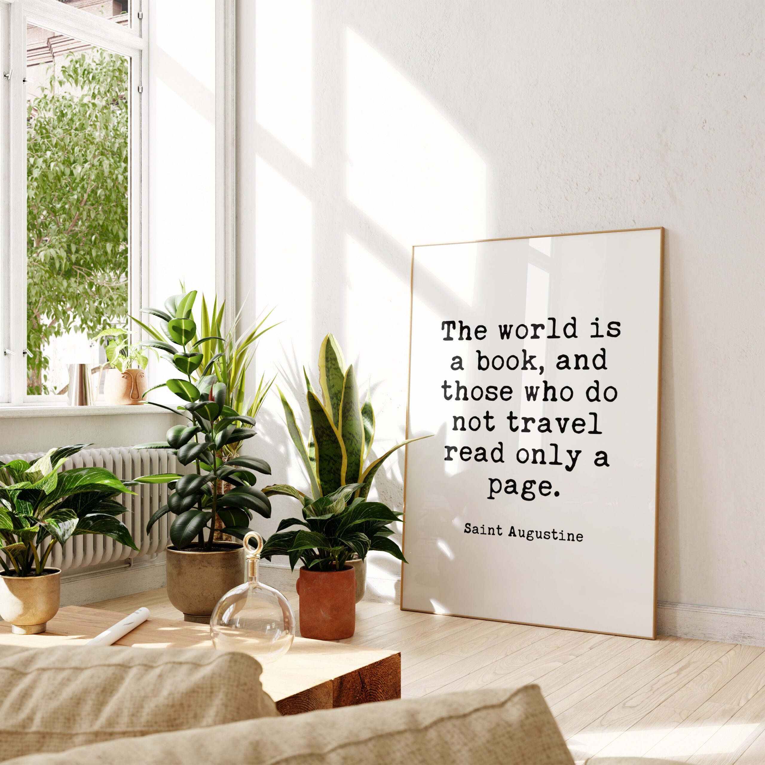 The world is a book, and those who do not travel read only a page. Saint Augustine - Minimalist Art Typography Print, Nursery Wall Art - Image 3