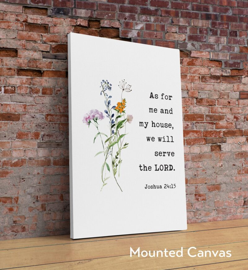 Joshua 24:15 As For Me And My House We Will Serve The Lord. Typography Art Print with Wildflowers - Faith - Gift - Christian - Image 2