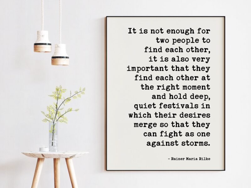 It is not enough for two people to find each other.  - Rainer Maria Rilke Quotes Print Art - Wedding Quotes, Love Quotes, Wedding Gift