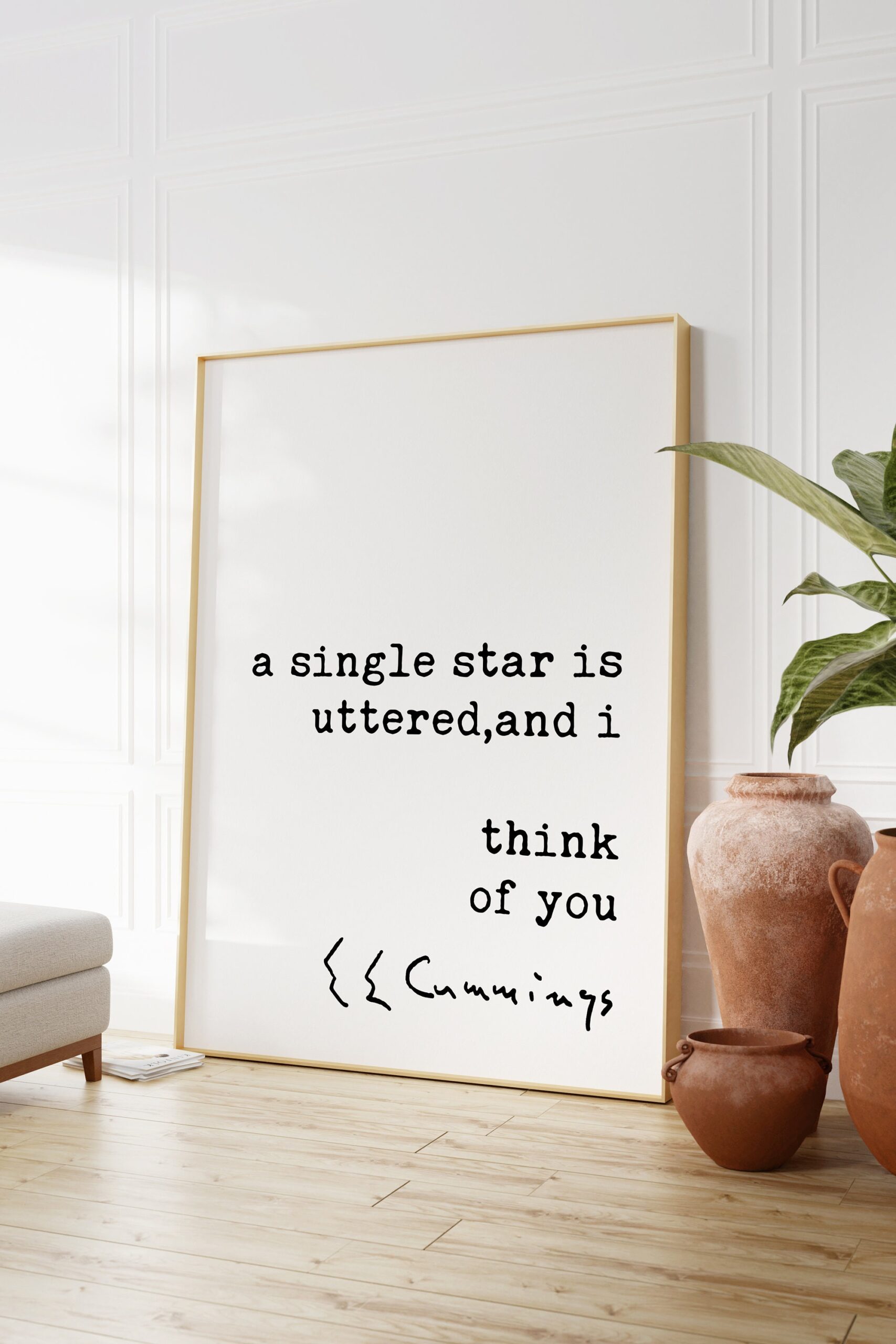 E.E. Cummings Quote - A Single Star is Uttered, and I Think of You Typography Art Print - Love - Wedding - Marriage - Image 3