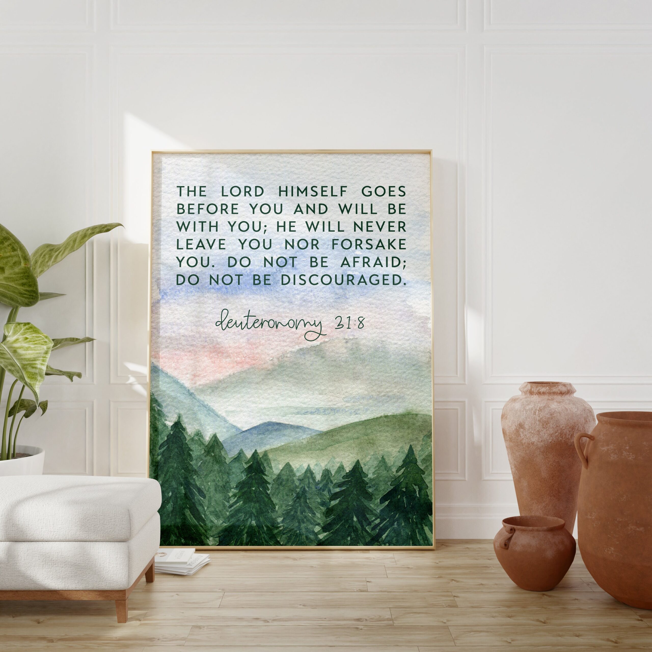 Deuteronomy 31:8 The LORD himself goes before you and will be with you; Do not be afraid; Bible Verse - Christian Wall Art - Scripture Art - Image 3