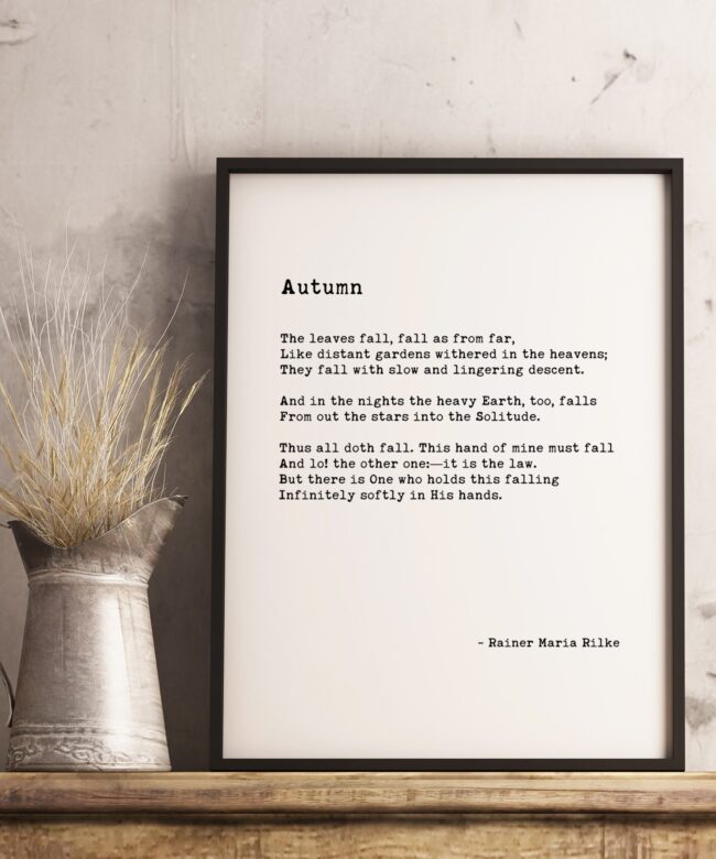 Autumn ― Rainer Maria Rilke Typography Print - Poetry Prints - Fall Poems - Fall Quotes - Poem Art
