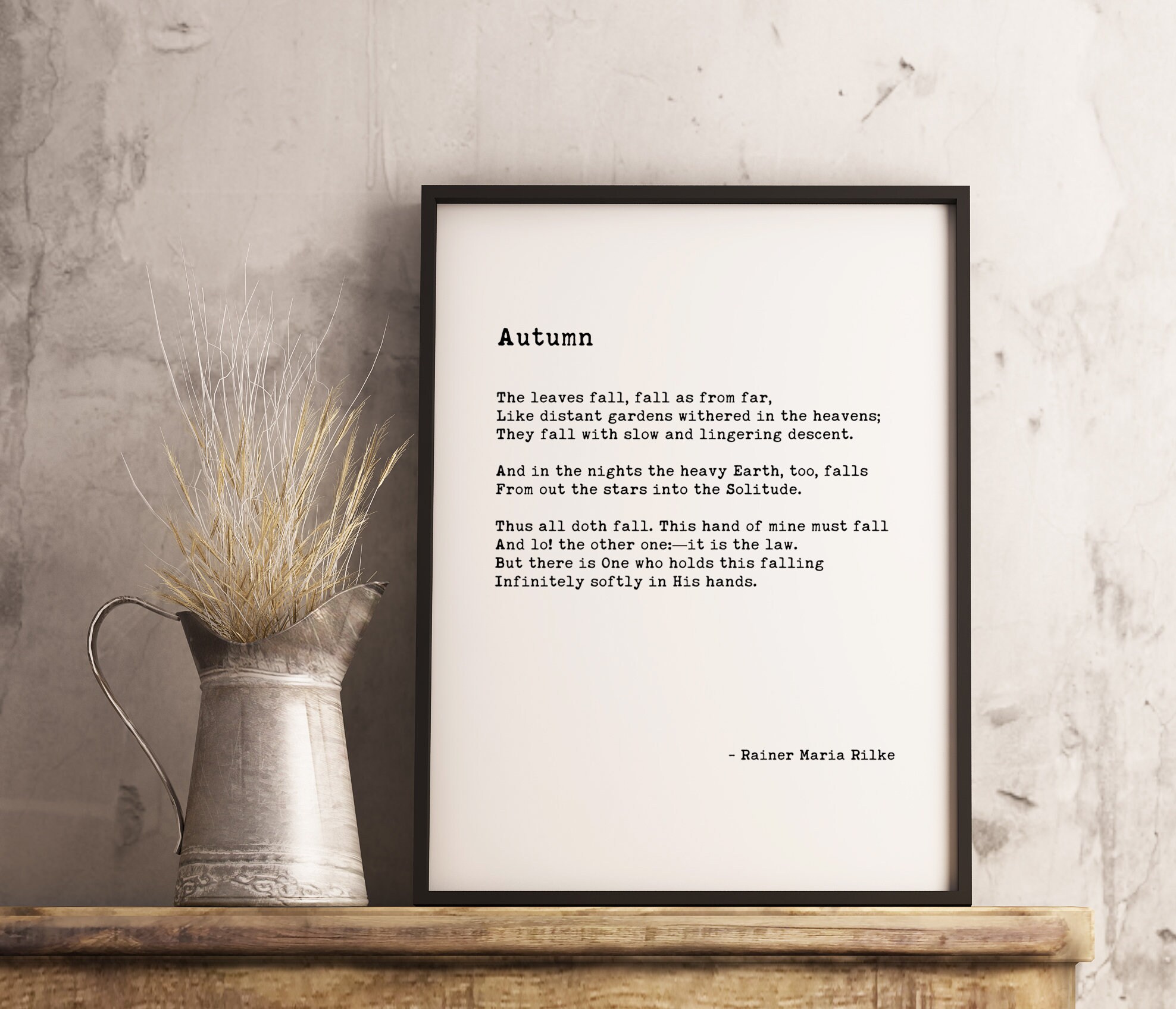 Autumn ― Rainer Maria Rilke Typography Print - Poetry Prints - Fall Poems - Fall Quotes - Poem Art