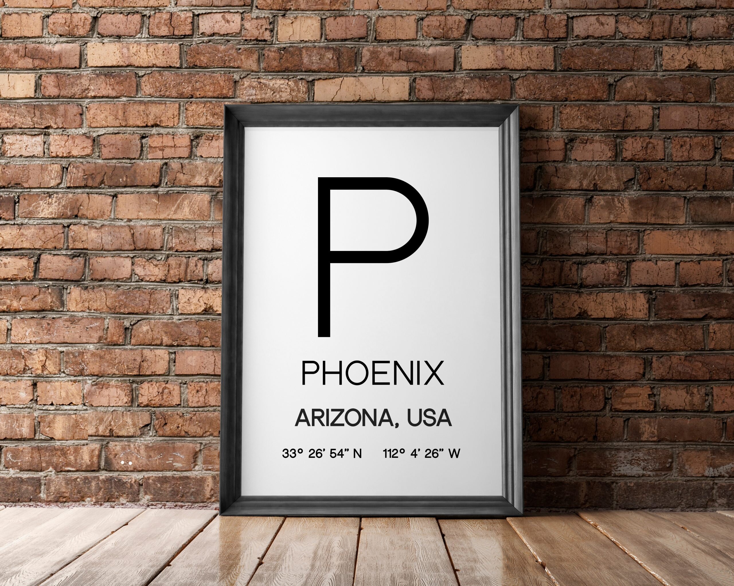 Phoenix AZ with GPS Coordinates Minimalist Art Print - Minimalist Wall Decor - Office Decor - Living Room Decor - Dorm Decor - Image 3