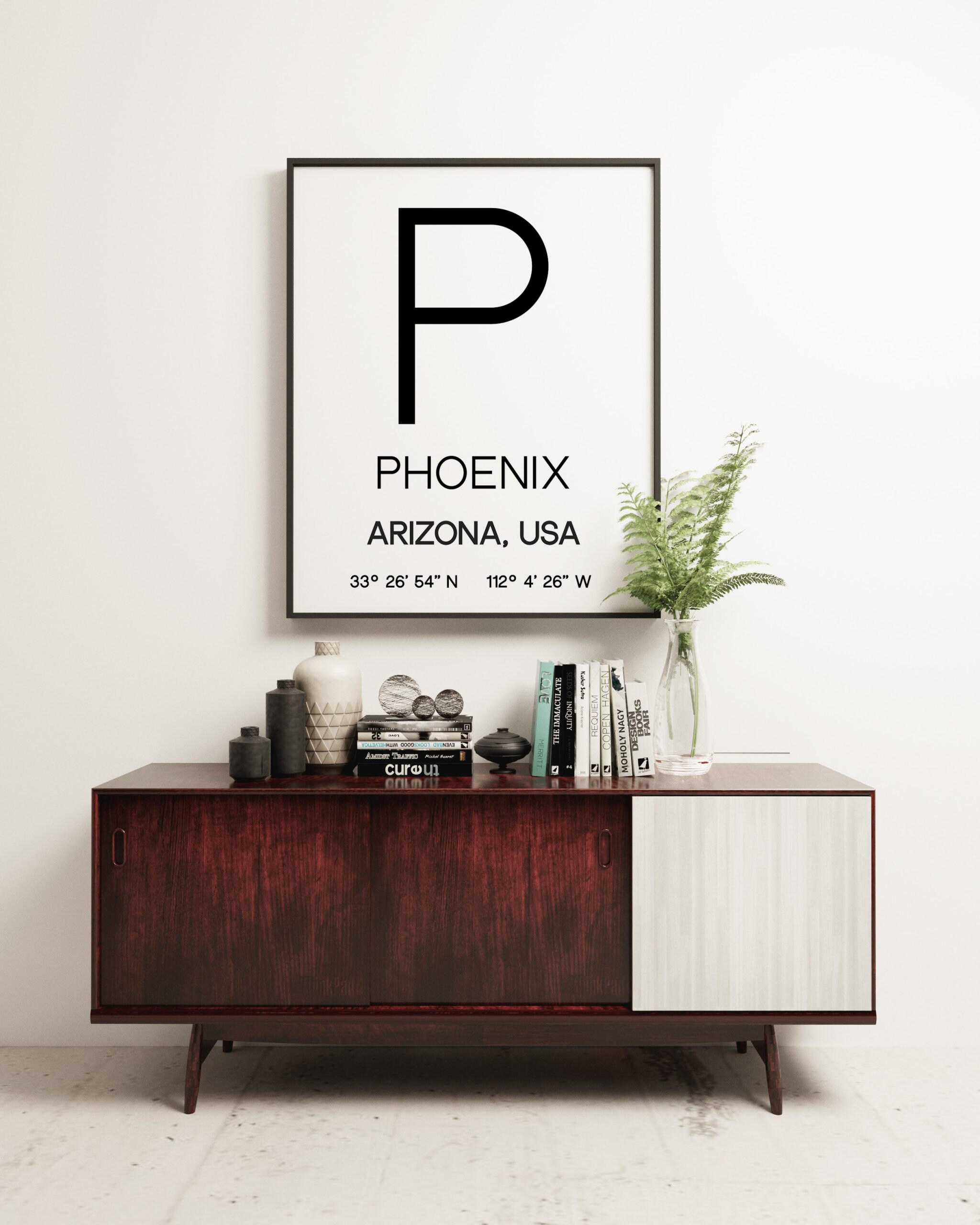 Phoenix AZ with GPS Coordinates Minimalist Art Print - Minimalist Wall Decor - Office Decor - Living Room Decor - Dorm Decor - Image 2