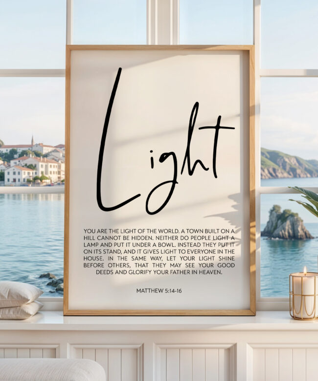 Matthew 5:14-16 You are the light of the world. Typography Art Print