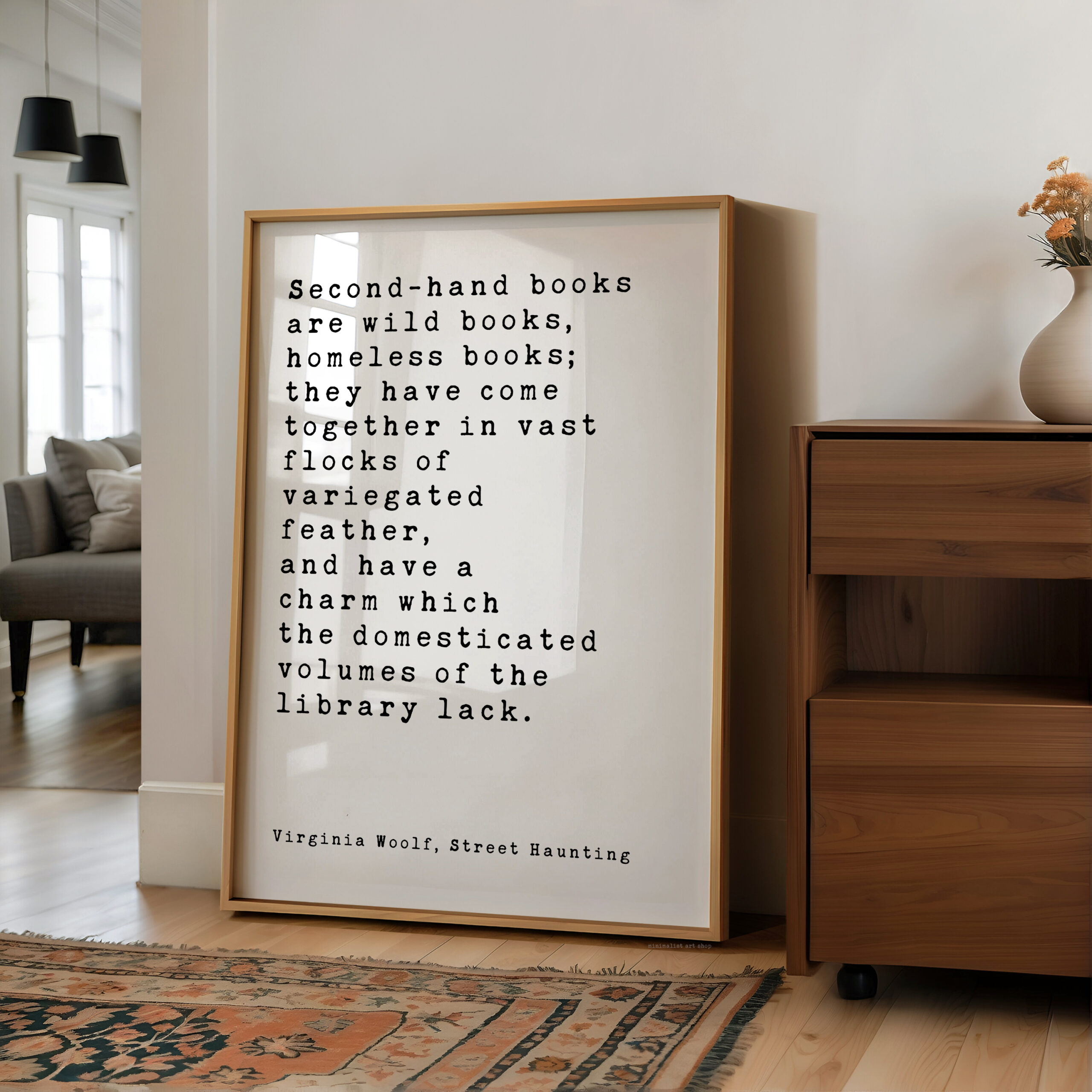 Virginia Woolf Quote Print, Second Hand Books Wall Art, Literary Typography, Book Lover Gift - Image 8