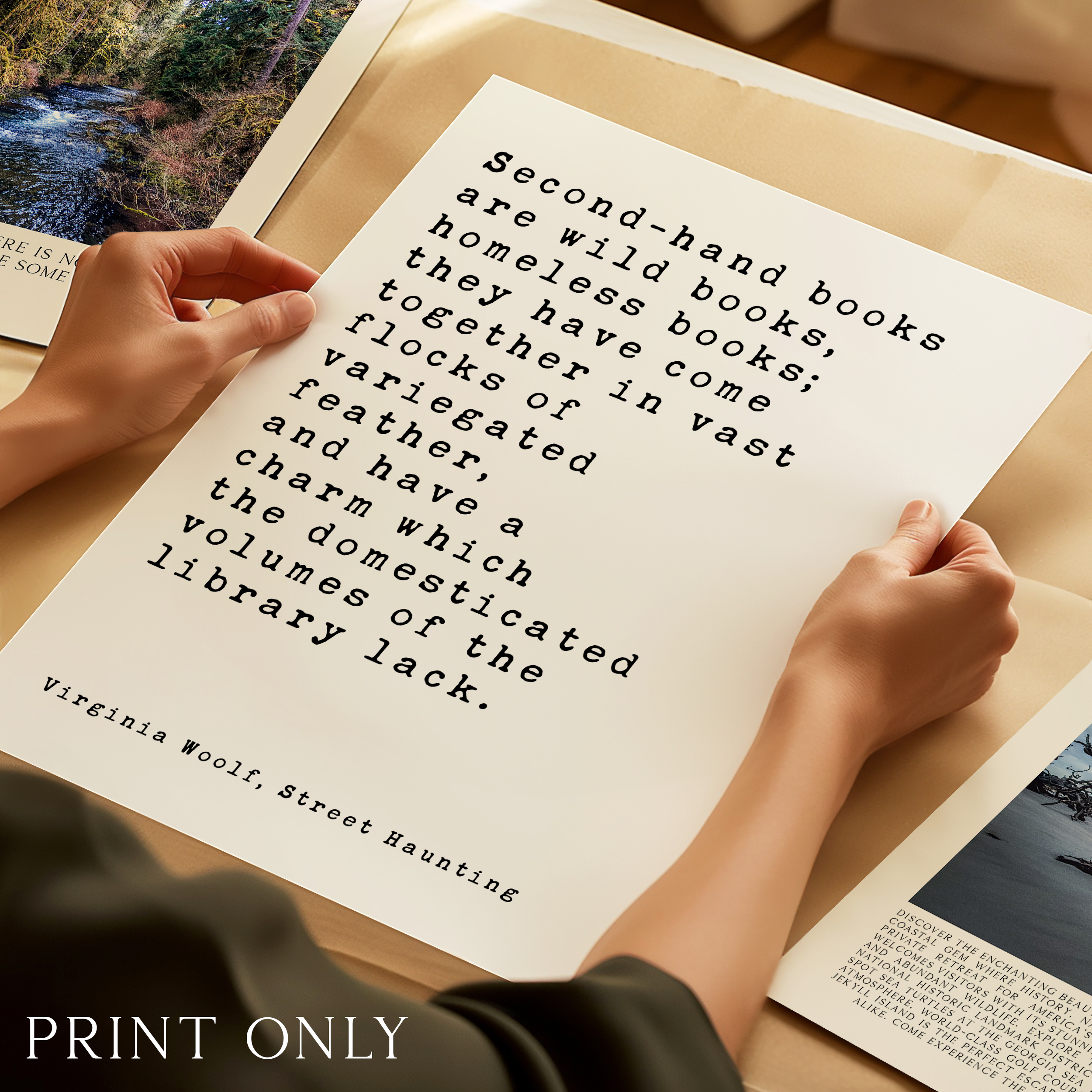 Virginia Woolf Quote Print, Second Hand Books Wall Art, Literary Typography, Book Lover Gift - Image 4