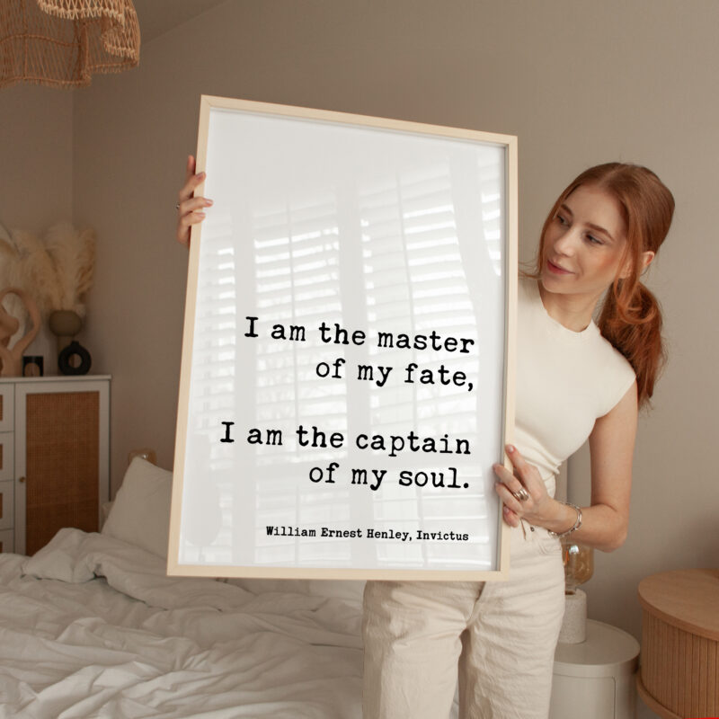 Invictus Quote Wall Art – I Am the Master of My Fate Typography Print – William Ernest Henley Motivational Home Décor - Image 4