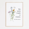 Ralph Waldo Emerson Quote - The earth laughs in flowers. Typography Art Print with Wildflowers