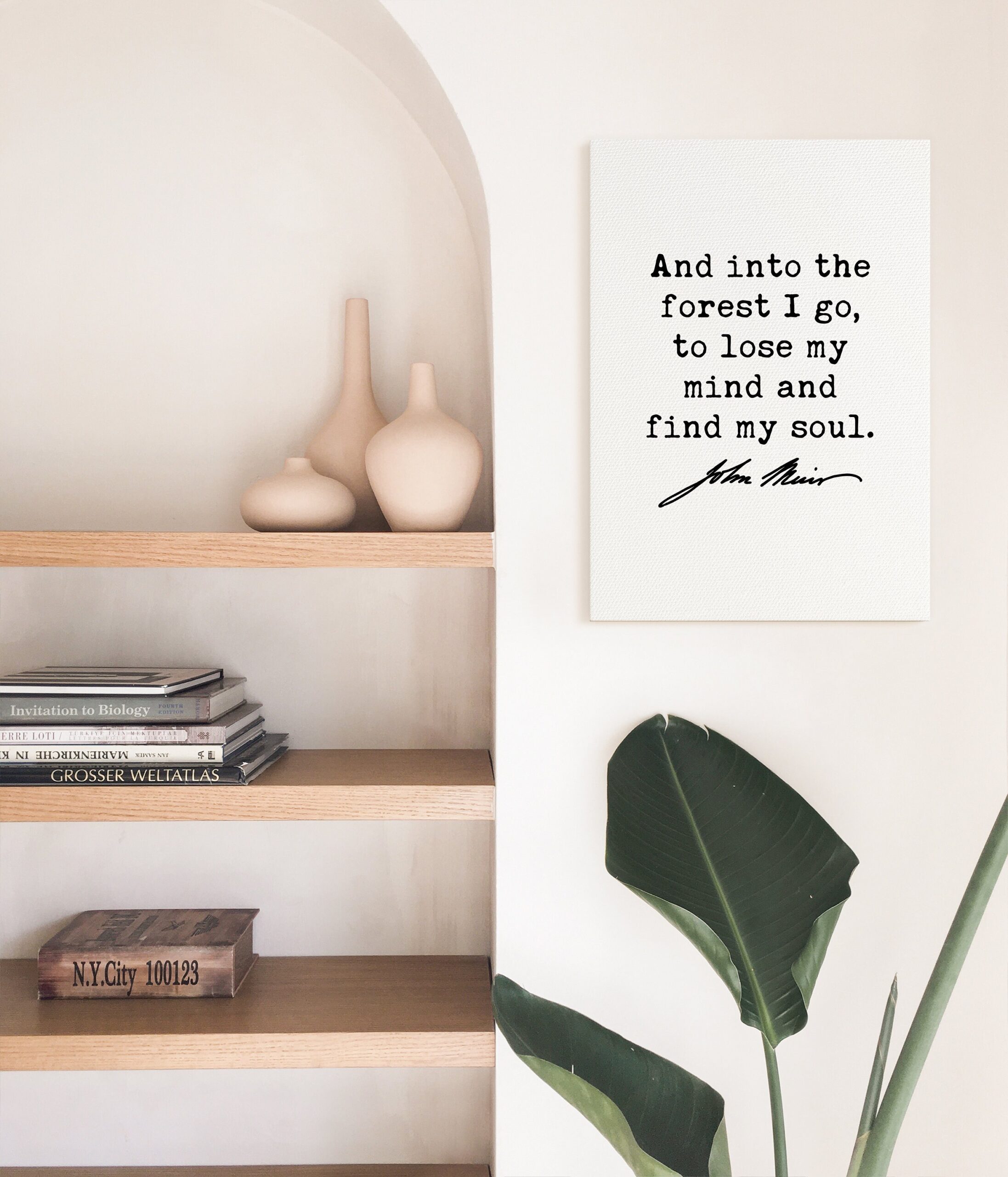 John Muir Quote - And into the forest I go, to lose my mind and find my soul. Low Profile Mounted Canvas Art Print - Image 3