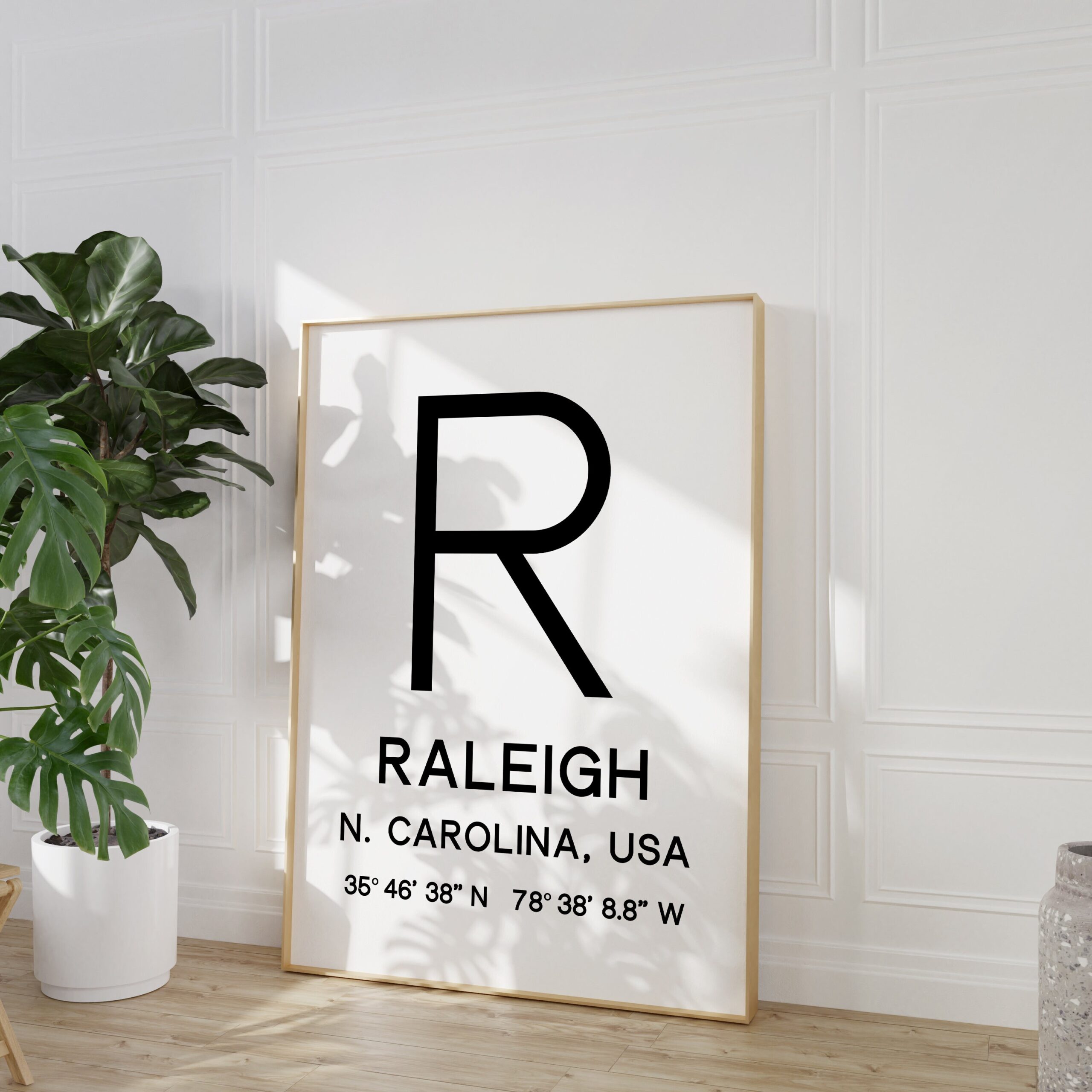 Raleigh North Carolina with GPS Coordinates Minimalist Typography Art Print - Image 5