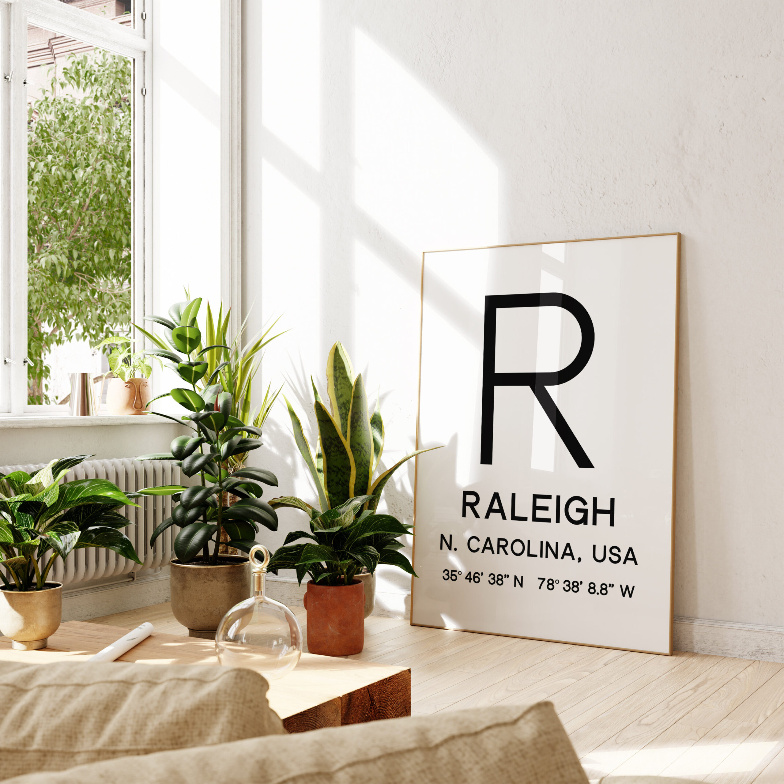 Raleigh North Carolina with GPS Coordinates Minimalist Typography Art Print - Image 4