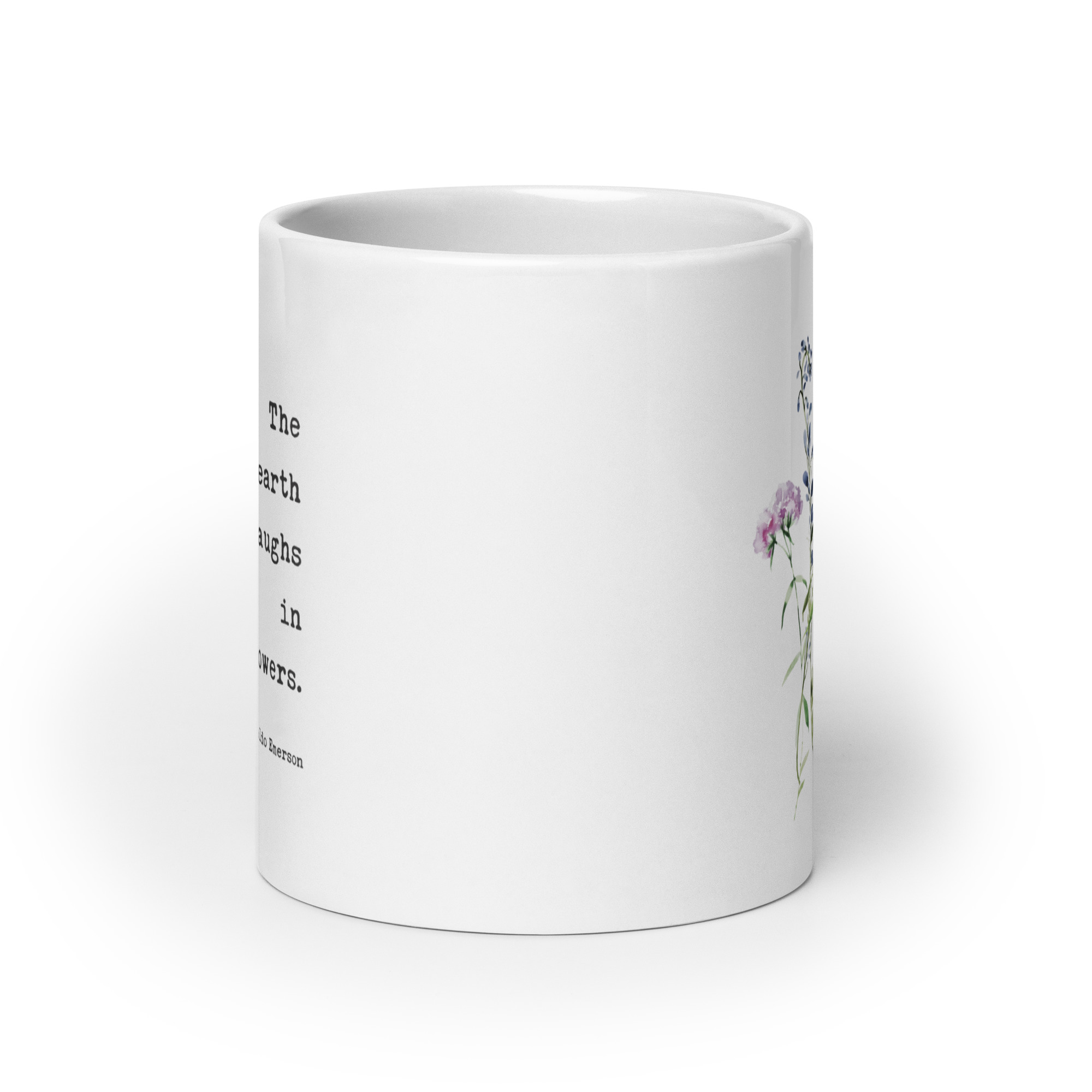Ralph Waldo Emerson Quote – The Earth Laughs In Flowers Coffee Tea Mug featuring a bouquet of wildflowers. - Image 9