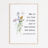 She is too fond of books, and it has turned her brain. Louisa May Alcott - Typography Art Print