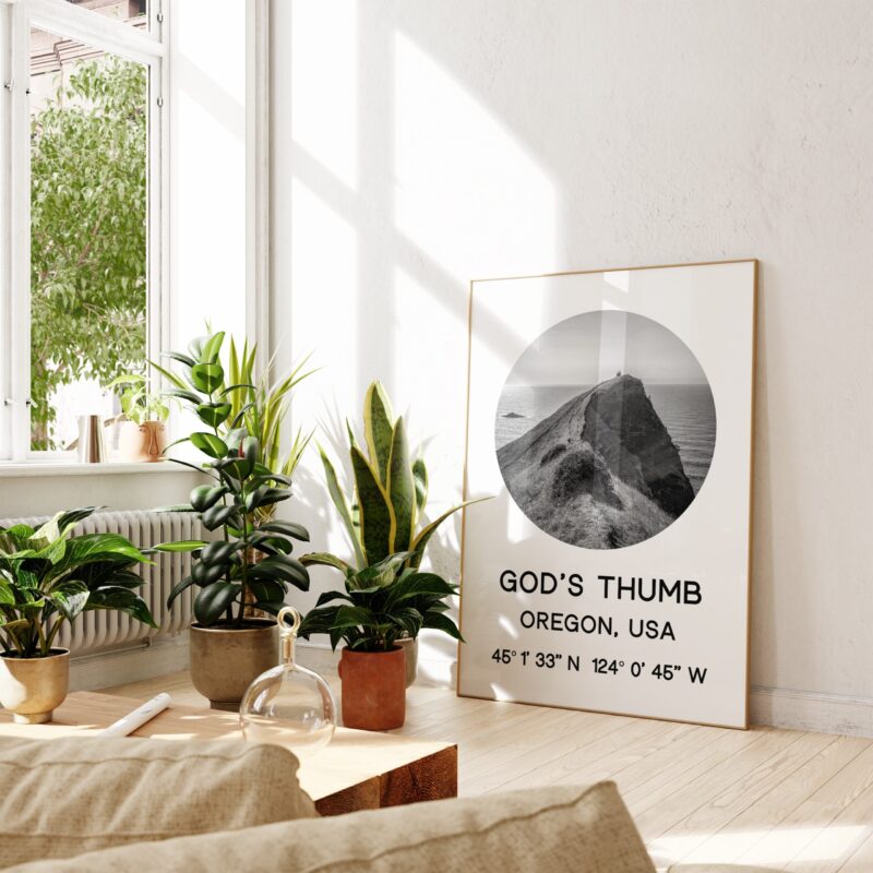 God's Thumb, Oregon with GPS Coordinates Art Print - Image 7