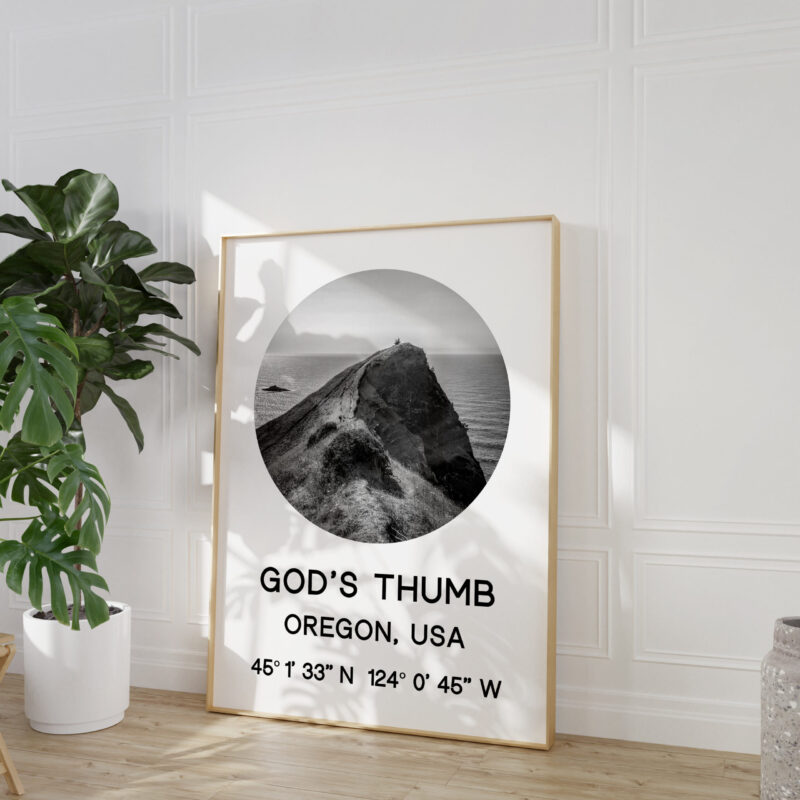 God's Thumb, Oregon with GPS Coordinates Art Print - Image 6