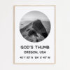 God's Thumb, Oregon with GPS Coordinates Art Print