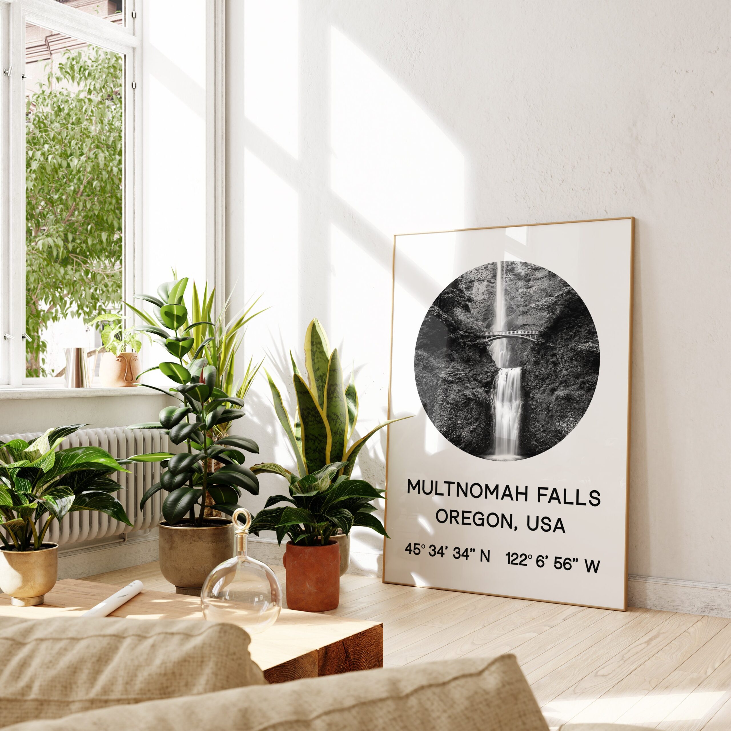 Multnomah Falls, Oregon with GPS Coordinates Art Print - Image 7