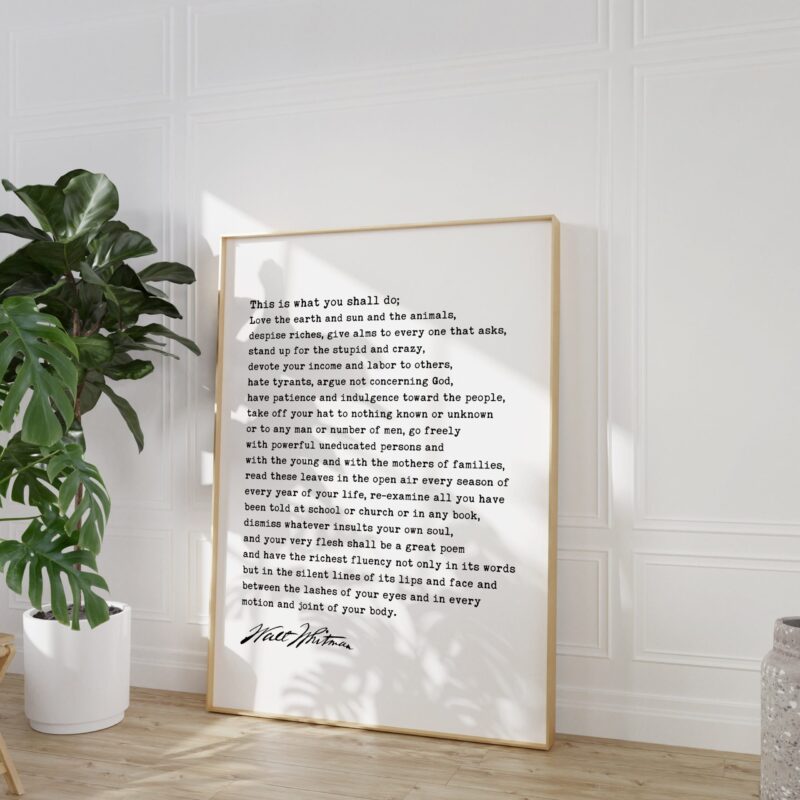 Walt Whitman Quote - This is what you shall do; Love the earth and sun and the animals... Typography Art Print, Leaves of Grass - Image 4