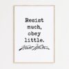 Walt Whitman Quote - Resist much, obey little. Typography Art Print