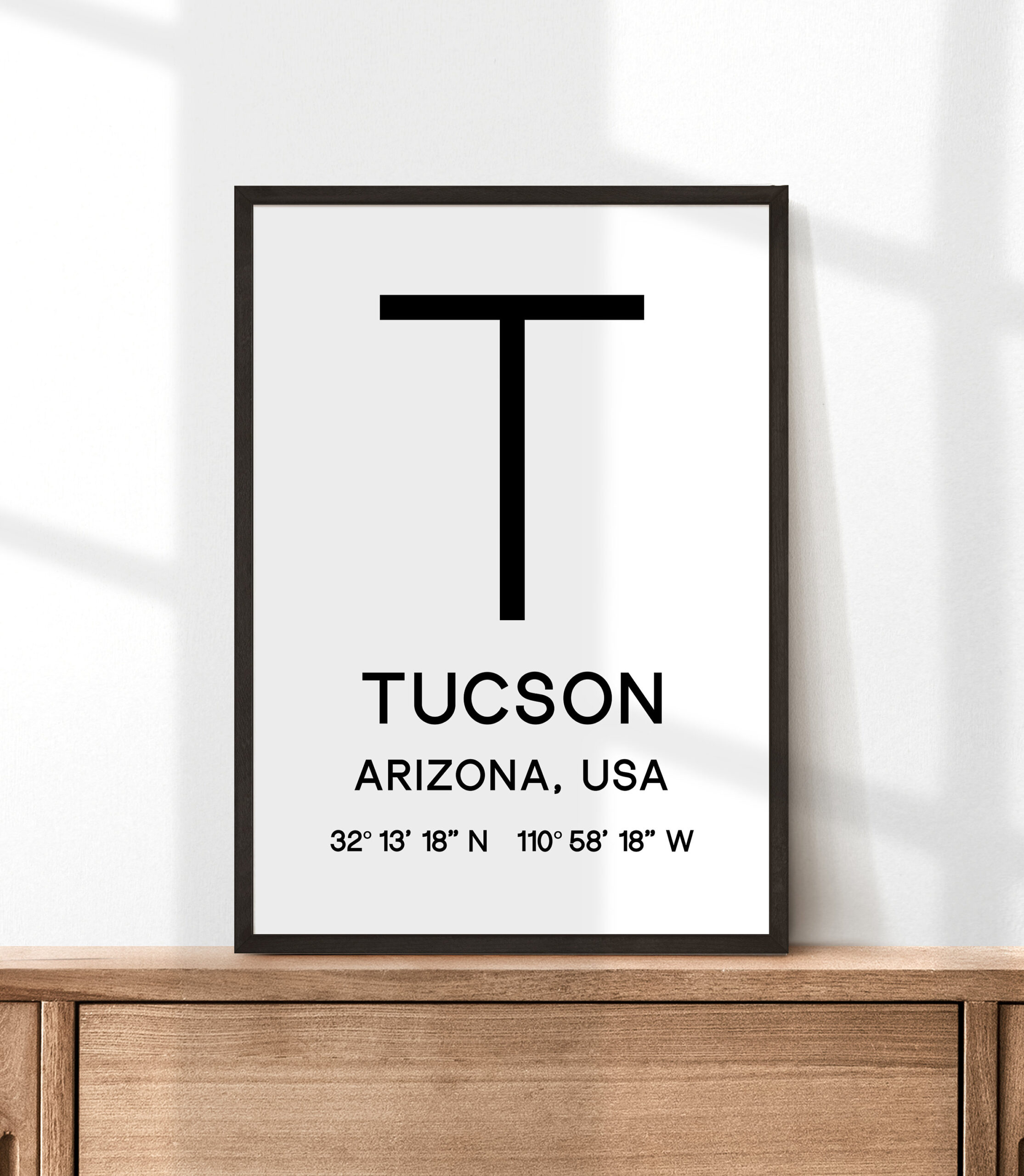 Tucson Arizona with GPS Coordinates Typography Minimalist Art Print - Image 3