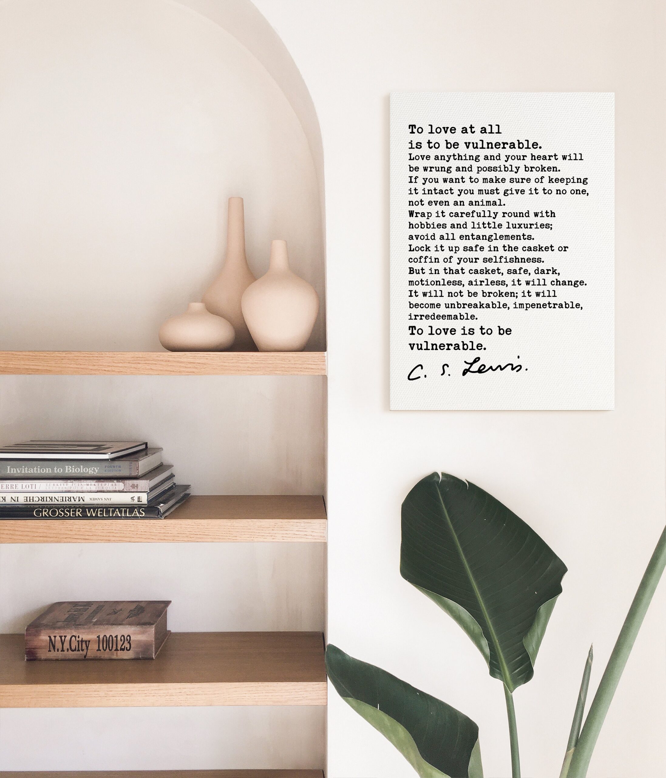 To love at all is to be vulnerable. Love anything and your heart will be wrung... C.S. Lewis Quote- Low Profile Mounted Canvas Art Print - Image 3