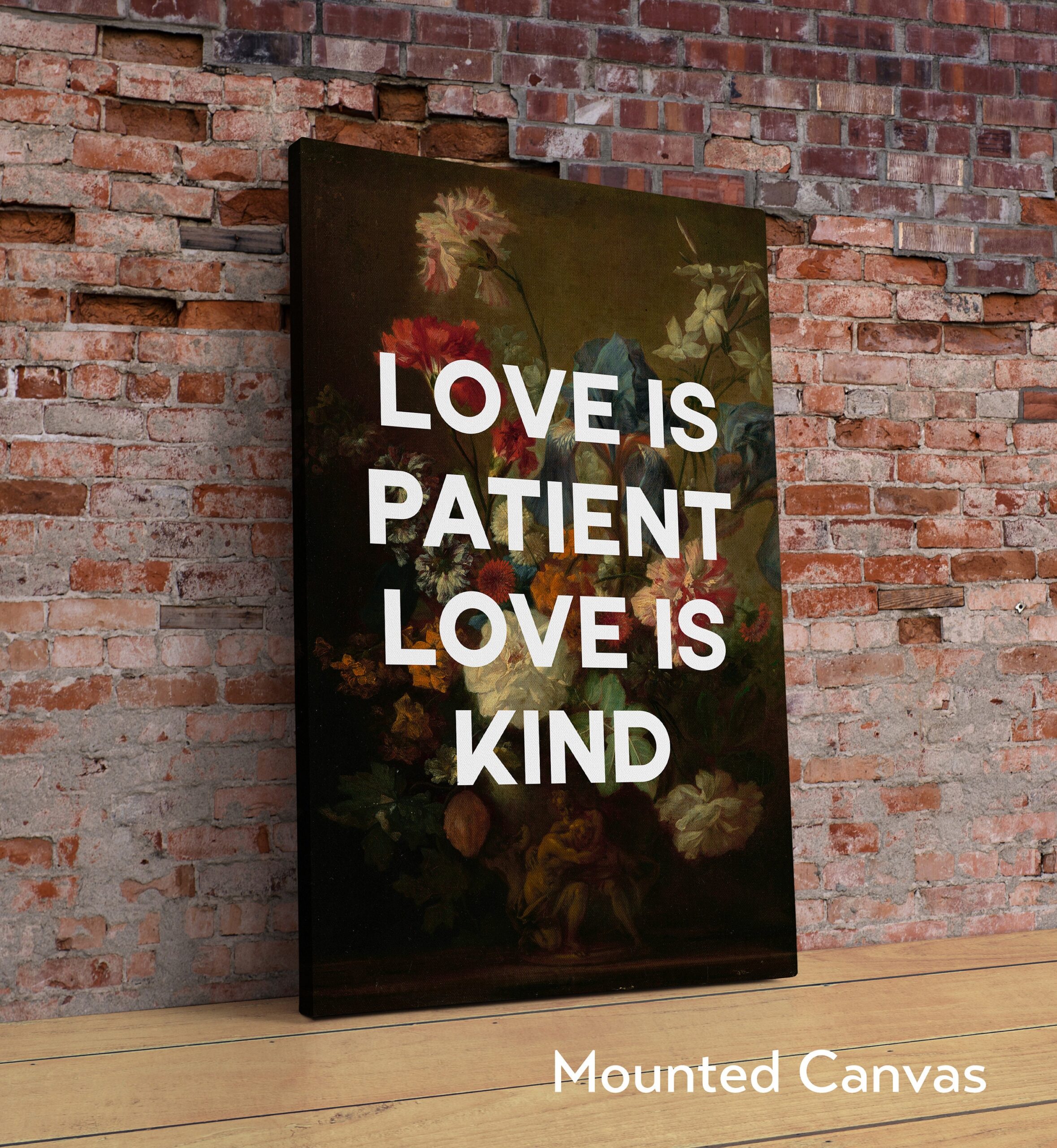 Love Is Patient Love is Kind with Flowers by Jan van Huysum - Typography Art Print - 1 Corinthians 13:4 - Image 2