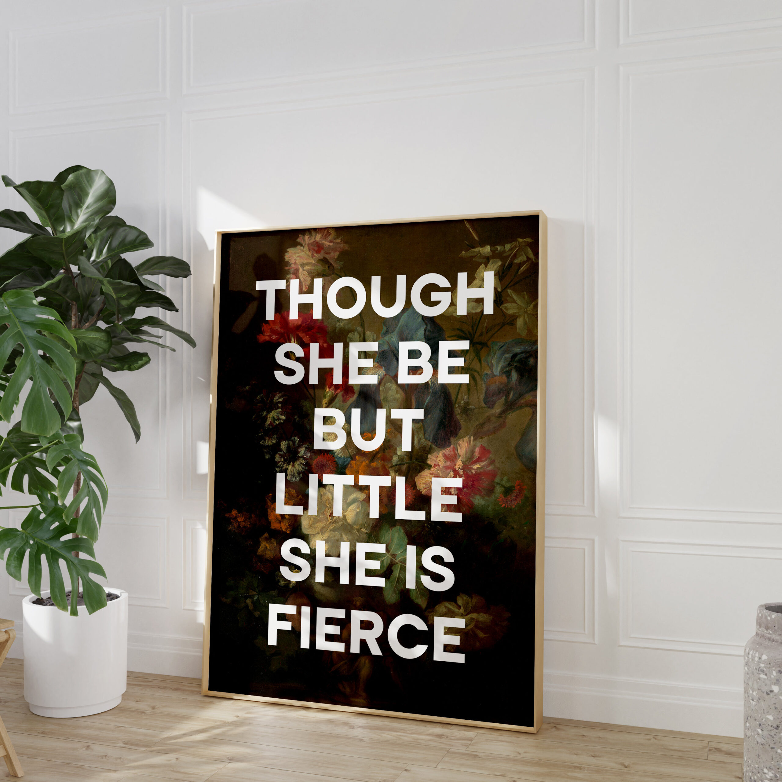 Though She Be But Little She Is Fierce with Flowers by Jan van Huysum - Typography Print - Shakespeare Quote - A Midsummer Night's Dream - Image 6