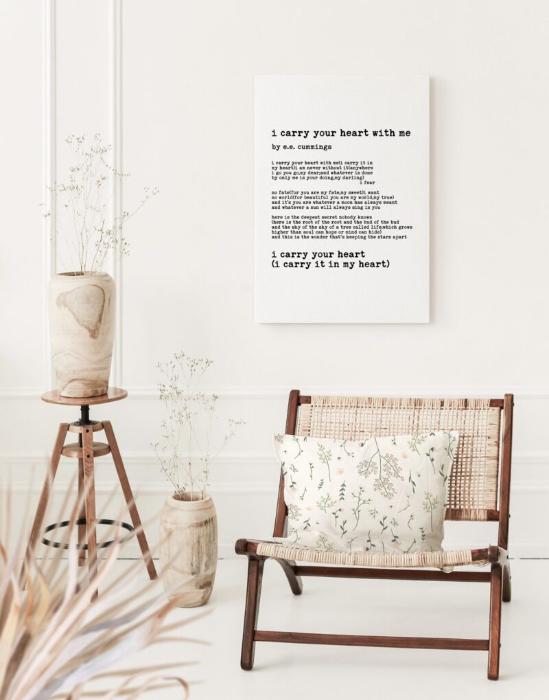 I Carry Your Heart with Me ( I Carry it in My Heart) EE Cummings Quote - Low Profile Mounted Canvas Typography Art Print - Image 5