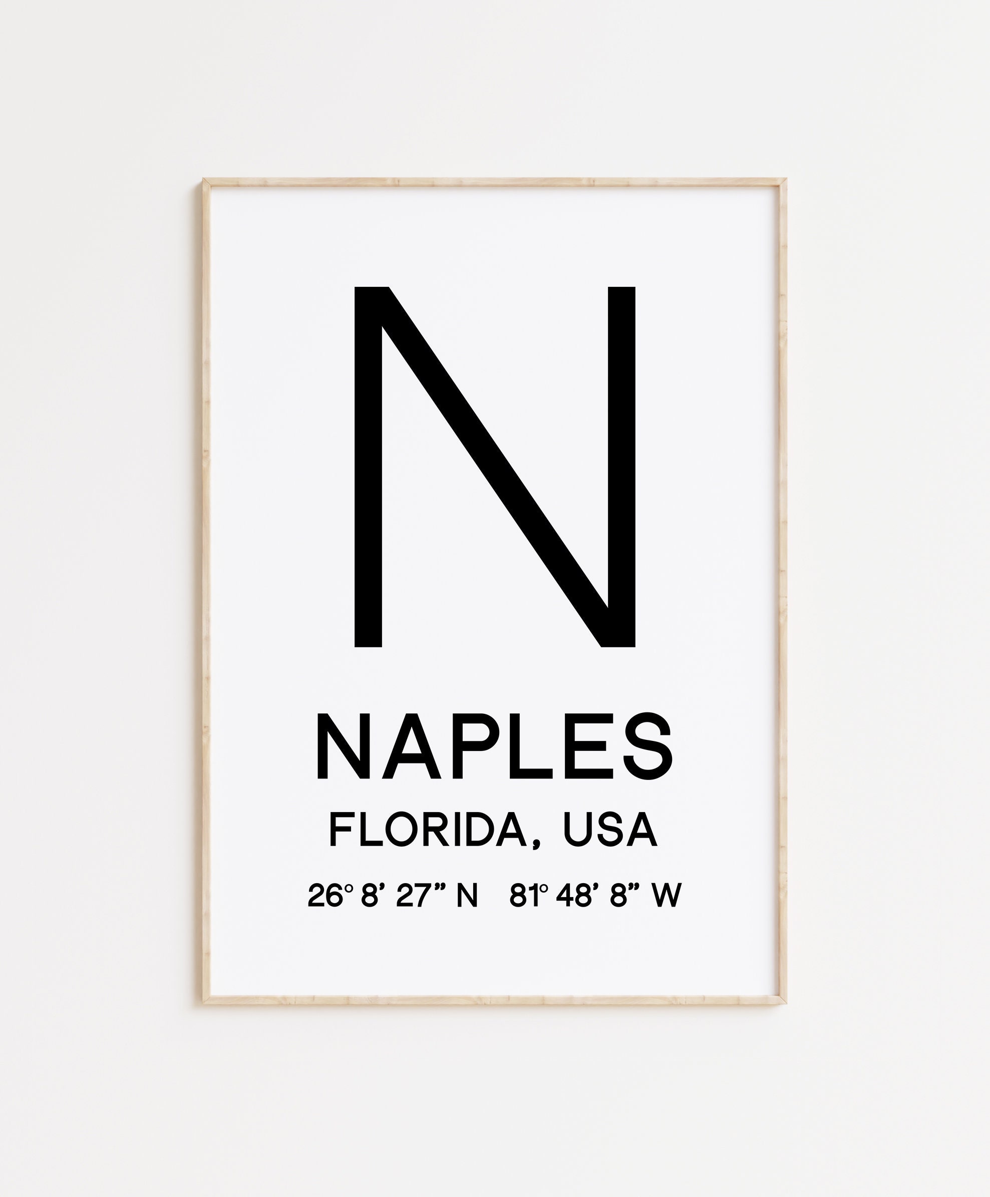 Naples, Florida with GPS Coordinates Minimalist Art Print - Image 7